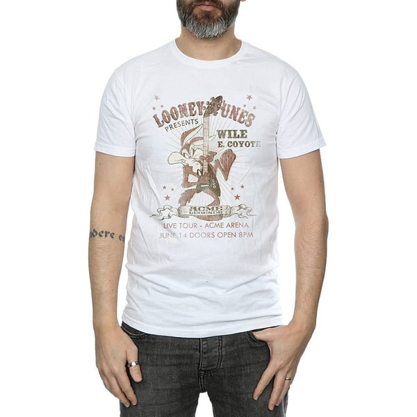 Looney Tunes Miesten Wile E Coyote Kitara Puuvilla T-paita
