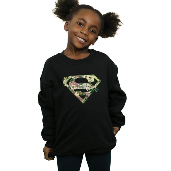 DC Comics Girls Supergirl Floral Shield Sweatshirt
