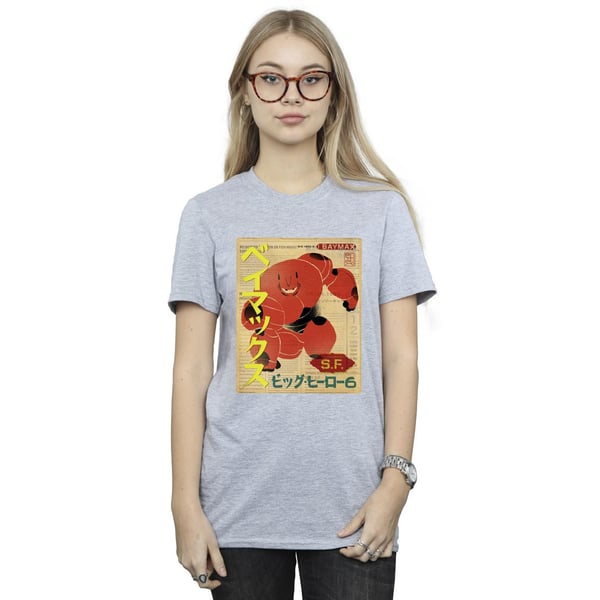 Disney Womens/Ladies Big Hero 6 Baymax Baymax Newspaper Cotton Boyfriend T-Shirt