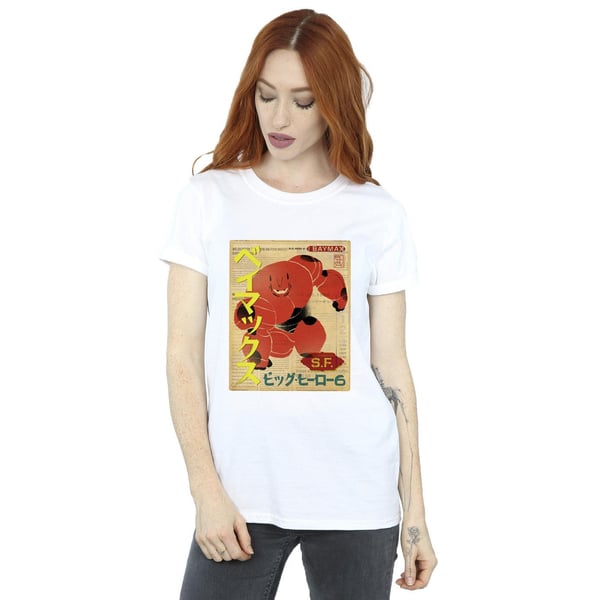 Disney Womens/Ladies Big Hero 6 Baymax Baymax Newspaper Cotton Boyfriend T-Shirt