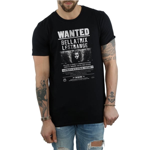 Harry Potter Mens Bellatrix Lestrange Wanted Poster Cotton T-Shirt
