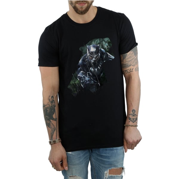 Marvel Mens Black Panther Wild Silhouette T-Shirt