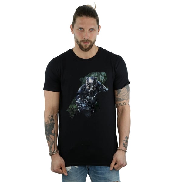 Marvel Mens Black Panther Wild Silhouette T-Shirt