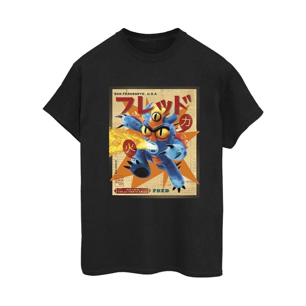 Disney Womens/Ladies Big Hero 6 Baymax Fred Newspaper Cotton Boyfriend T-Shirt