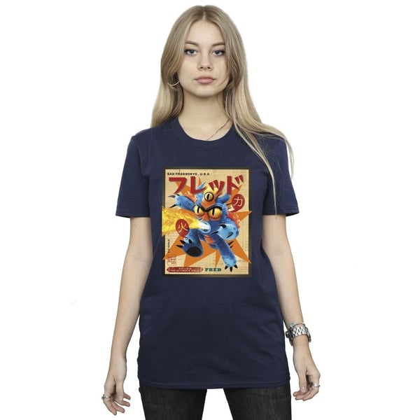 Disney Womens/Ladies Big Hero 6 Baymax Fred Newspaper Cotton Boyfriend T-Shirt