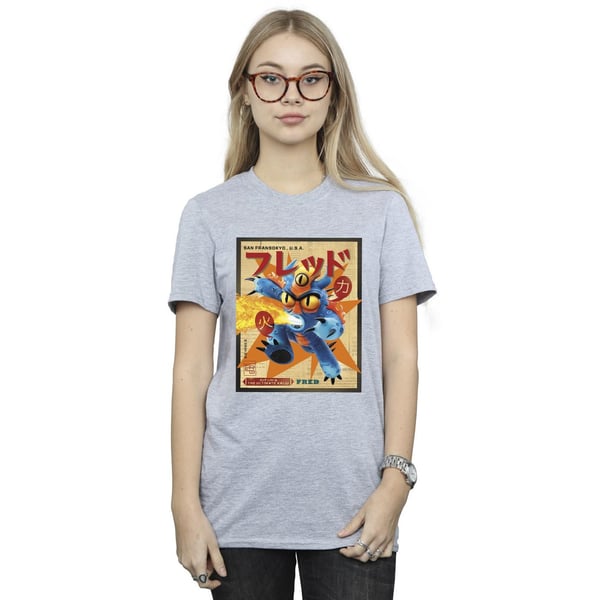 Disney Womens/Ladies Big Hero 6 Baymax Fred Newspaper Cotton Boyfriend T-Shirt