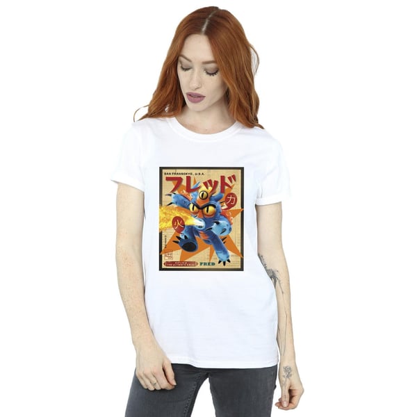 Disney Womens/Ladies Big Hero 6 Baymax Fred Newspaper Cotton Boyfriend T-Shirt