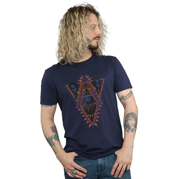 Marvel Mens Black Panther Tribal Heads T-Shirt