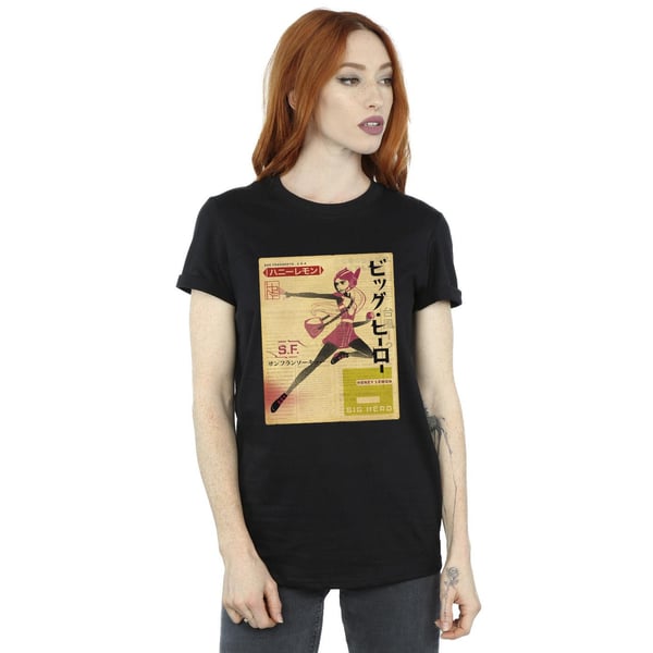 Disney Womens/Ladies Big Hero 6 Baymax Honey Lemon Newspaper Cotton Boyfriend T-Shirt