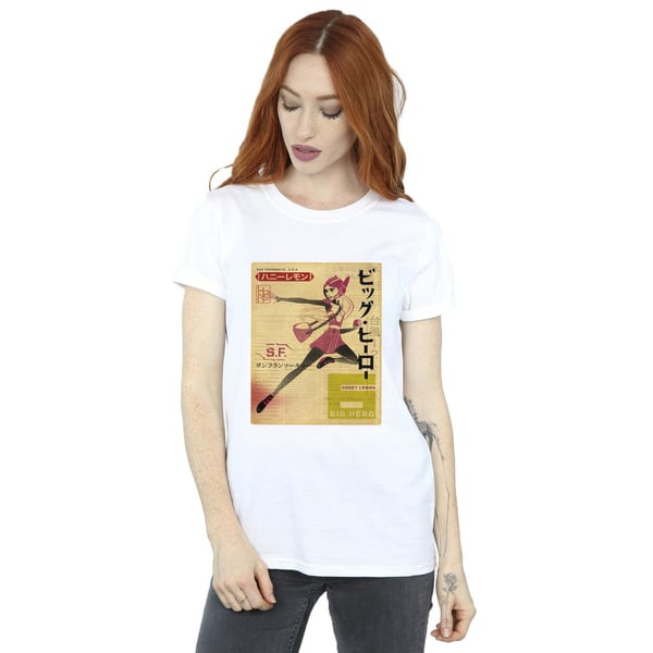Disney Womens/Ladies Big Hero 6 Baymax Honey Lemon Newspaper Cotton Boyfriend T-Shirt