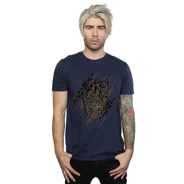 Marvel Mens Black Panther Gold Head T-Shirt