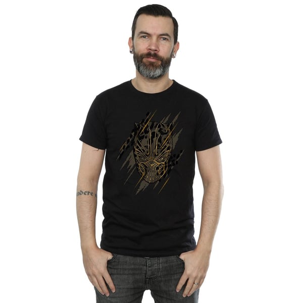 Marvel Mens Black Panther Gold Head T-Shirt