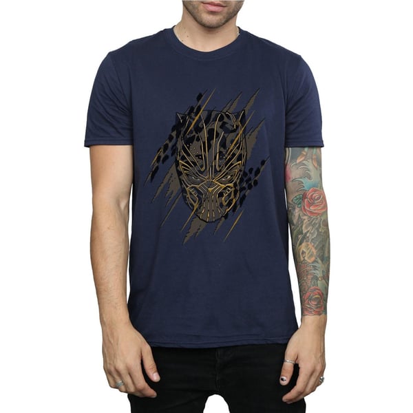 Marvel Mens Black Panther Gold Head T-Shirt