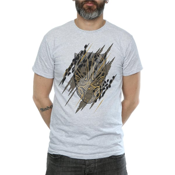 Marvel Mens Black Panther Gold Head T-Shirt