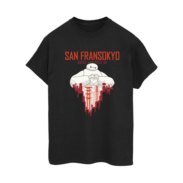 Disney Womens/Ladies Big Hero 6 Baymax San Fransokyo Heart Cotton Boyfriend T-Shirt