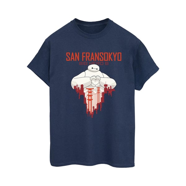 Disney Womens/Ladies Big Hero 6 Baymax San Fransokyo Heart Cotton Boyfriend T-Shirt
