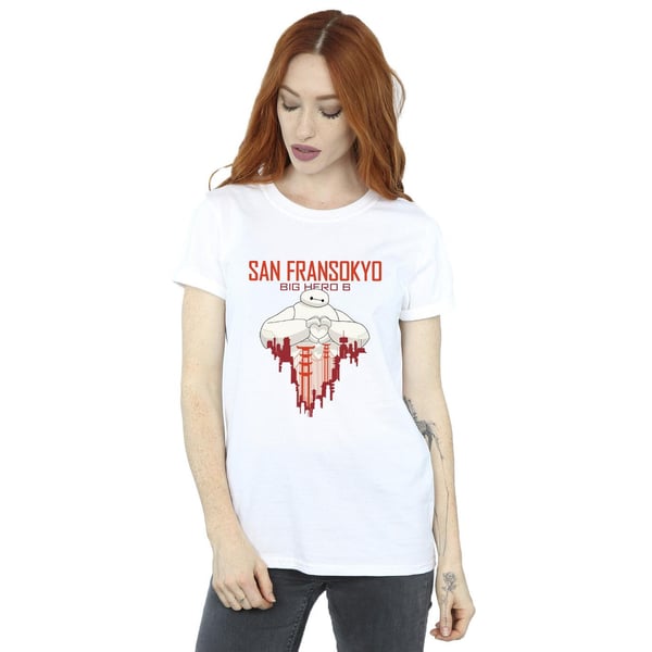 Disney Womens/Ladies Big Hero 6 Baymax San Fransokyo Heart Cotton Boyfriend T-Shirt