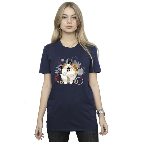Disney Womens/Ladies Big Hero 6 Baymax Group Hug Cotton Boyfriend T-Shirt
