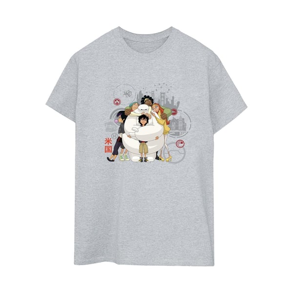 Disney Womens/Ladies Big Hero 6 Baymax Group Hug Cotton Boyfriend T-Shirt