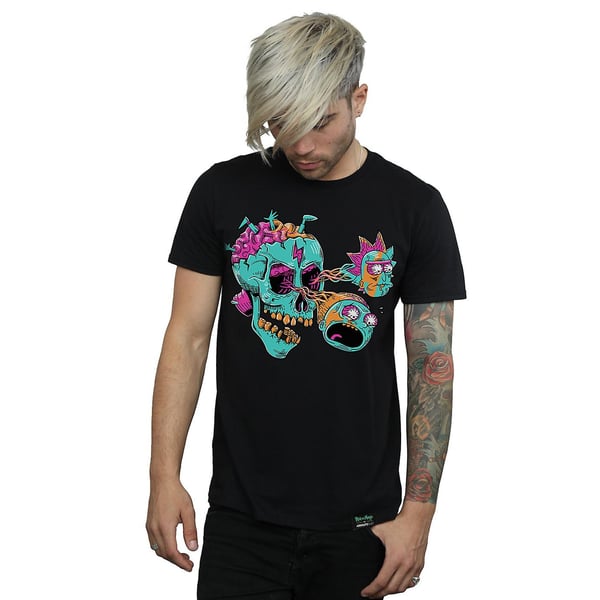 Rick And Morty Mens Eyeball Skull Cotton T-Shirt