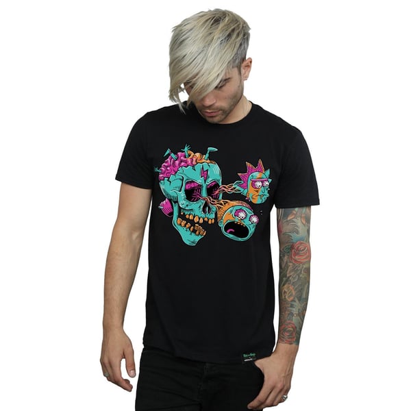 Rick And Morty Mens Eyeball Skull Cotton T-Shirt