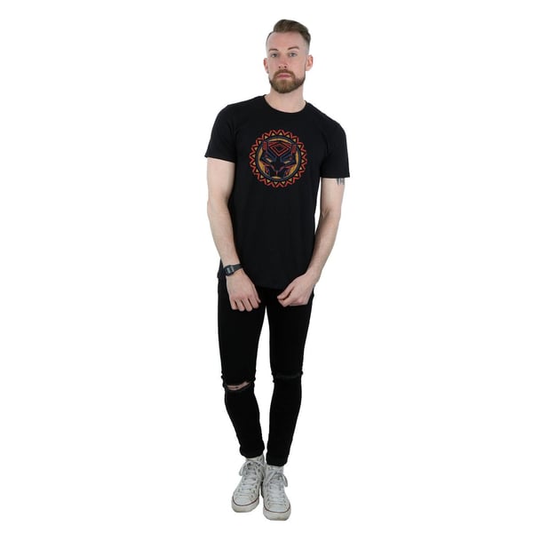 Marvel Mens Black Panther Tribal Panther Icon T-Shirt