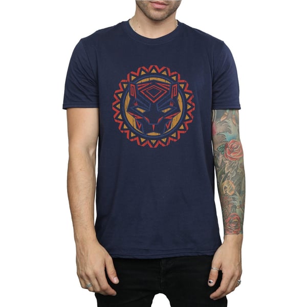 Marvel Mens Black Panther Tribal Panther Icon T-Shirt