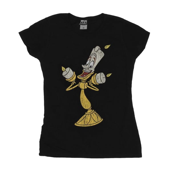 Disney Womens/Ladies Beauty And The Beast Lumiere Distressed Cotton T-Shirt