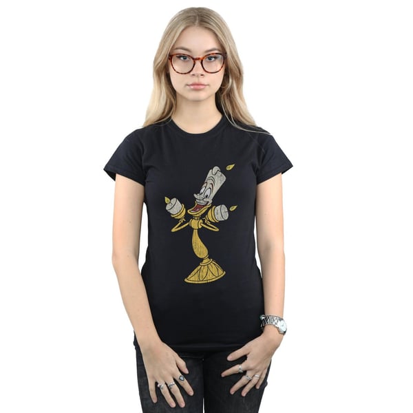 Disney Womens/Ladies Beauty And The Beast Lumiere Distressed Cotton T-Shirt