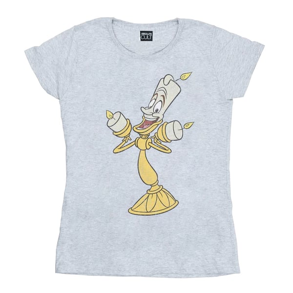 Disney Womens/Ladies Beauty And The Beast Lumiere Distressed Cotton T-Shirt