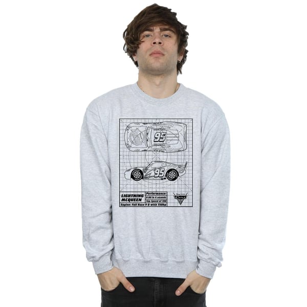 Disney Mens Cars Lightning McQueen Blueprint Sweatshirt