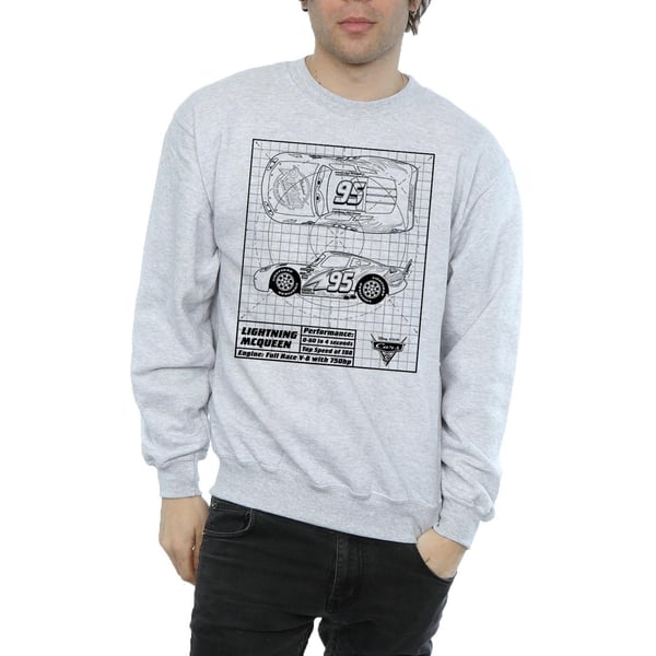 Disney Mens Cars Lightning McQueen Blueprint Sweatshirt