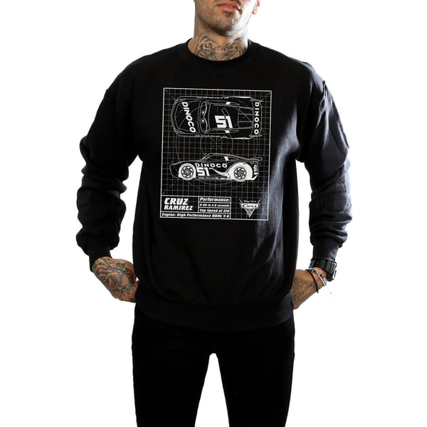 Disney Mens Cars Cruz Ramirez Blueprint Sweatshirt