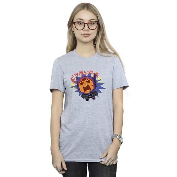Disney Womens/Ladies Big Hero 6 Baymax Hiro Angry Manga Cotton Boyfriend T-Shirt