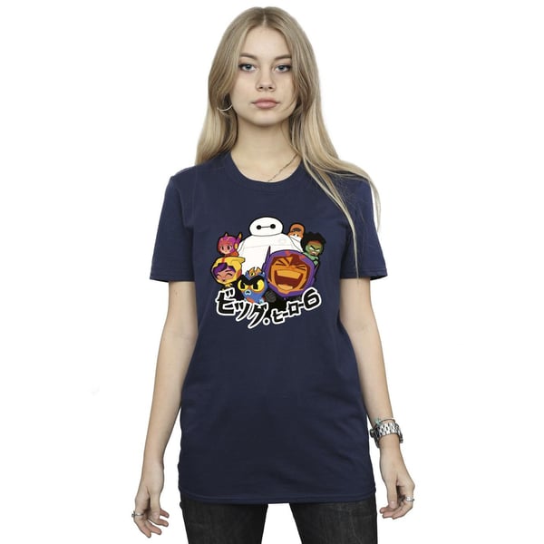 Disney Womens/Ladies Big Hero 6 Baymax Group Manga Cotton Boyfriend T-Shirt