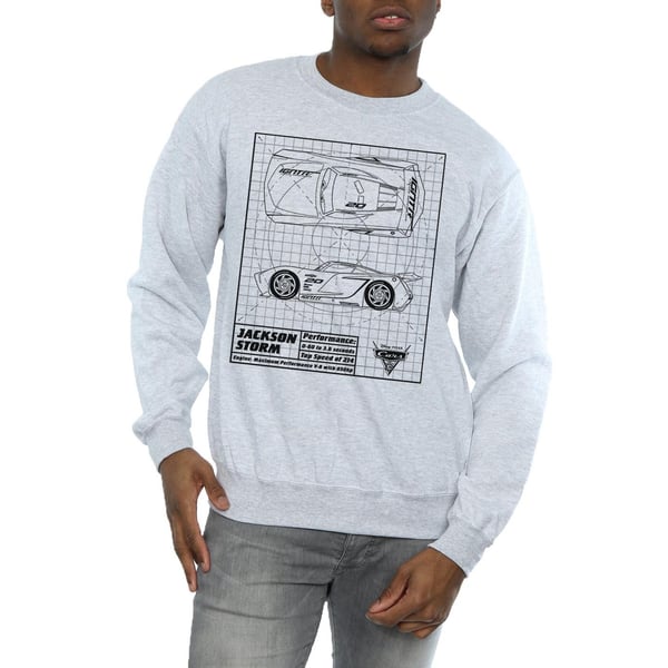Disney Mens Cars Jackson Storm Blueprint Sweatshirt