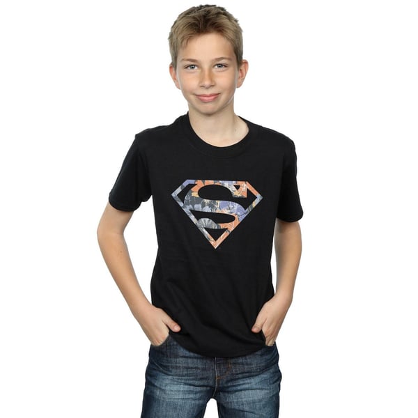 DC Comics Boys Superman Floral Logo 2 T-Shirt