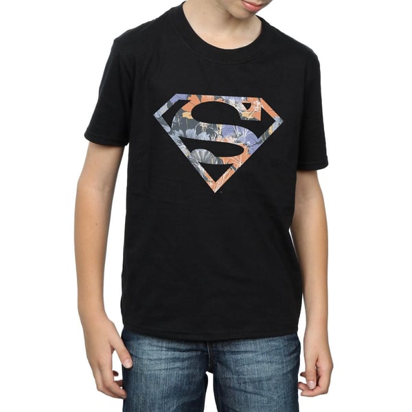 DC Comics Boys Superman Floral Logo 2 T-Shirt