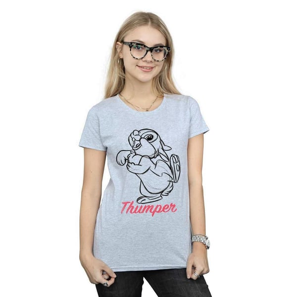 Disney Womens/Ladies Bambi Thumper Line Drawing Cotton T-Shirt