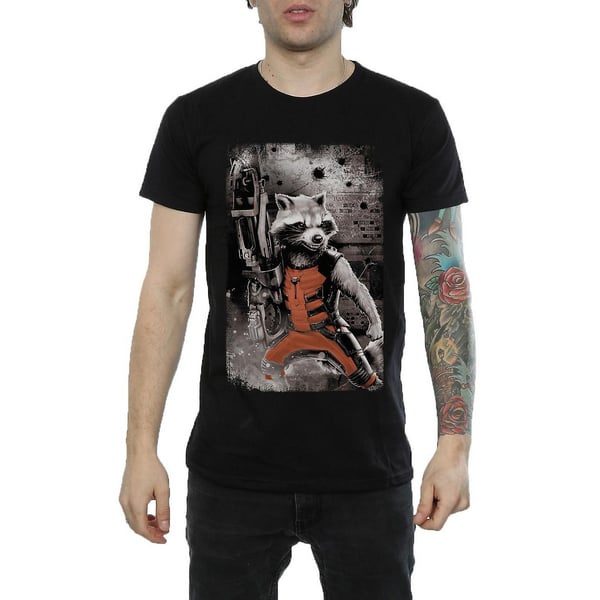 Guardians Of The Galaxy Mens Standing Rocket Raccoon Cotton T-Shirt