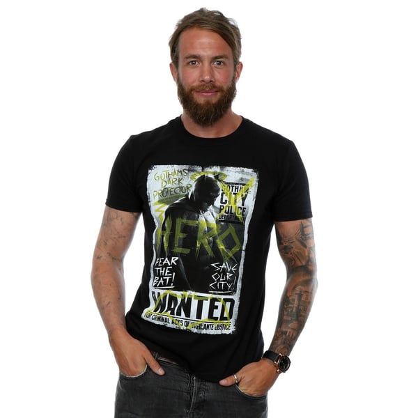 DC Comics Mens Batman v Superman Wanted Poster T-Shirt