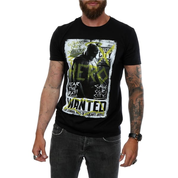 DC Comics Mens Batman v Superman Wanted Poster T-Shirt