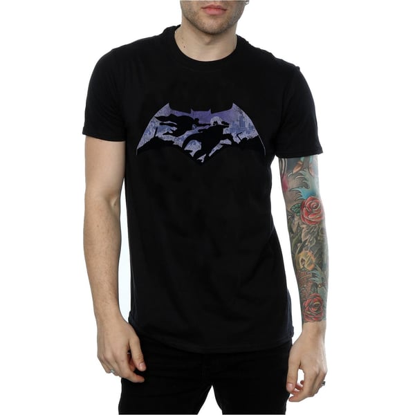 DC Comics Mens Batman v Superman Battle Silhouette T-Shirt