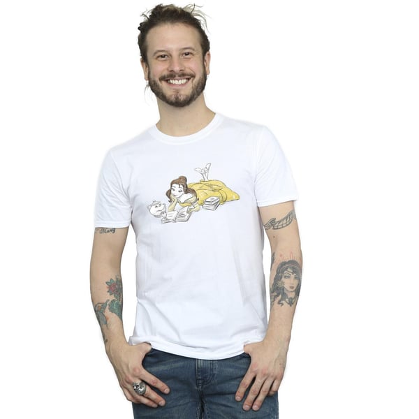 Disney Mens Beauty And The Beast Belle Reading T-Shirt