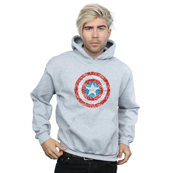 Marvel Mens Captain America Pixelated Shield Hoodie