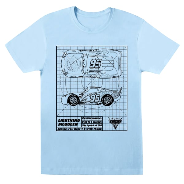 Disney Womens/Ladies Cars Lightning McQueen Blueprint Cotton Boyfriend T-Shirt