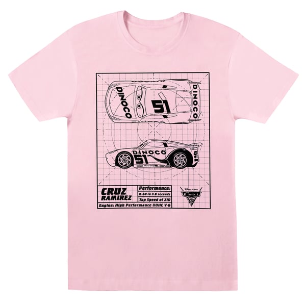 Disney Womens/Ladies Cars Cruz Ramirez Blueprint Cotton Boyfriend T-Shirt