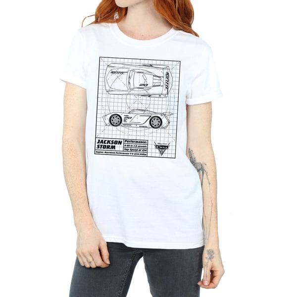 Disney Womens/Ladies Cars Jackson Storm Blueprint Cotton Boyfriend T-Shirt