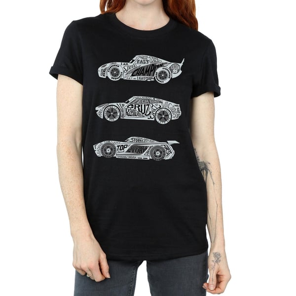 Disney Womens/Ladies Cars Text Racers Cotton Boyfriend T-Shirt