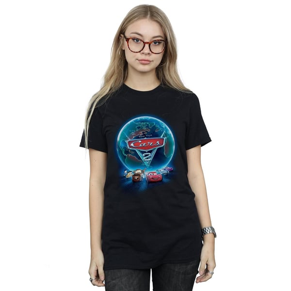 Disney Womens/Ladies Cars Globe Movie Poster Cotton Boyfriend T-Shirt